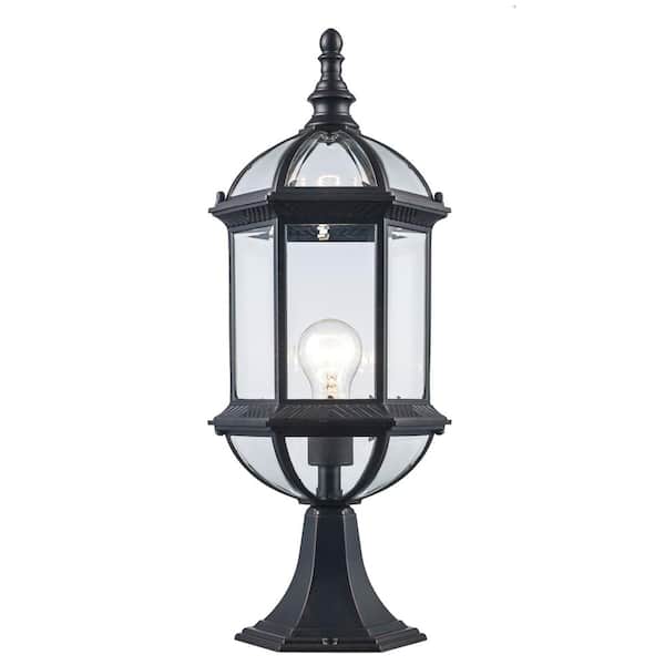 Bel Air Lighting Wentworth 20.75 in. 1-Light Rust Outdoor Lamp Post Light Fixture with Clear Glass