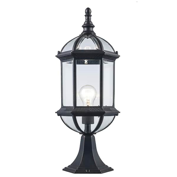 Wentworth 20.75 in. 1-Light Rust Outdoor Lamp Post Light Fixture with Clear Glass