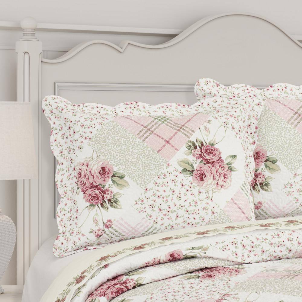 King Rose Reversible Cotton Quilt Set with Shams
