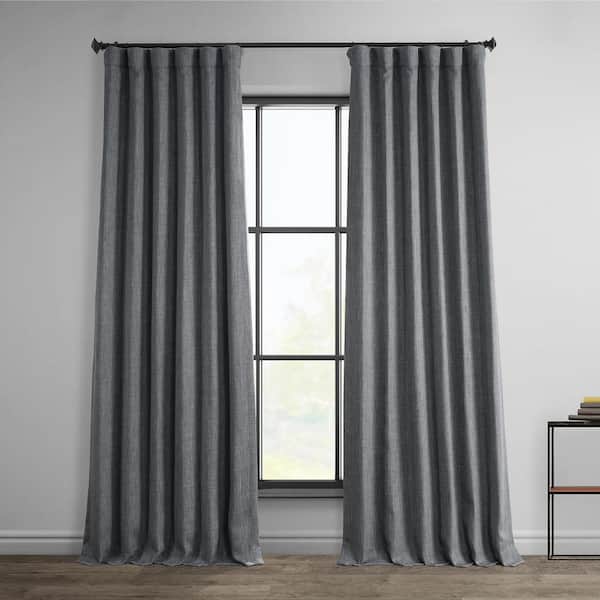 Exclusive Fabrics & Furnishings Dark Gravel Solid Rod Pocket Room Darkening Curtain - 50 in. W x 120 in. L (1 Panel)
