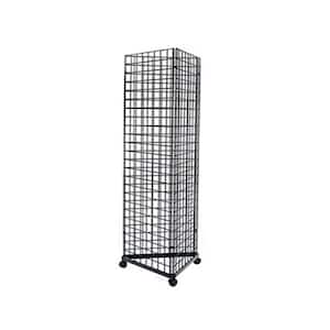 6 ft. H x 2 ft. W Floor Wire Grid Panel/Pegboard 3-Sided Tower Floorstanding Display Kit with Rolling Base Black