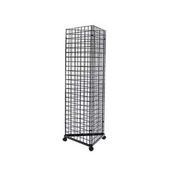 Only Hangers 6 ft. H x 2 ft. W Floor Wire Grid Panel/Pegboard 3-Sided Tower Floorstanding Display Kit with Rolling Base Black