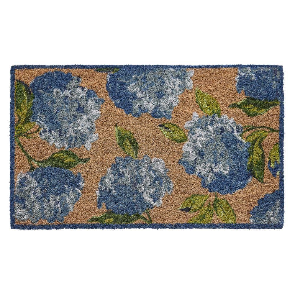 Laura Ashley Hydrangea Blue 17.5 in. x 30 in. Coir Non-Slip