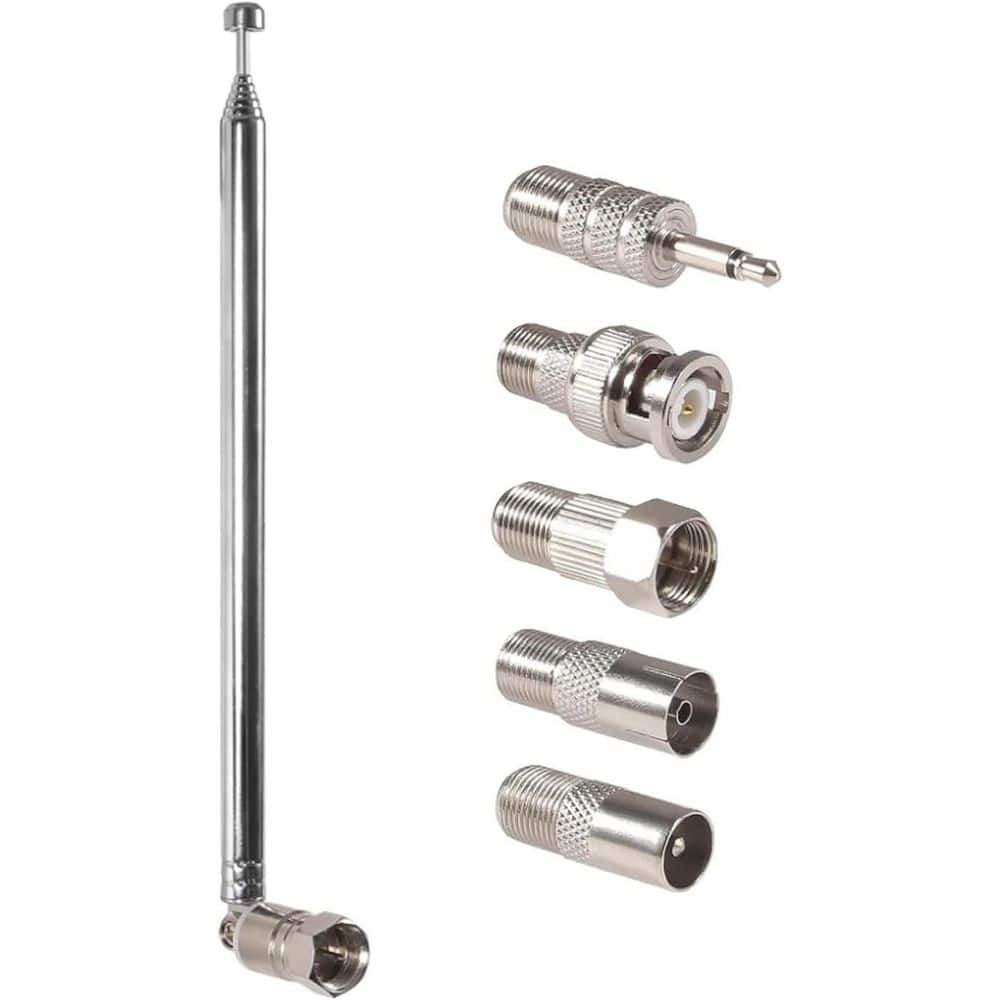 FM Telescopic Antenna 75 Ohm Indoor Radio Antenna F Type Male Plug with 5 Converters for TV AM FM Stereo Receiver price history on PriceWatchPro