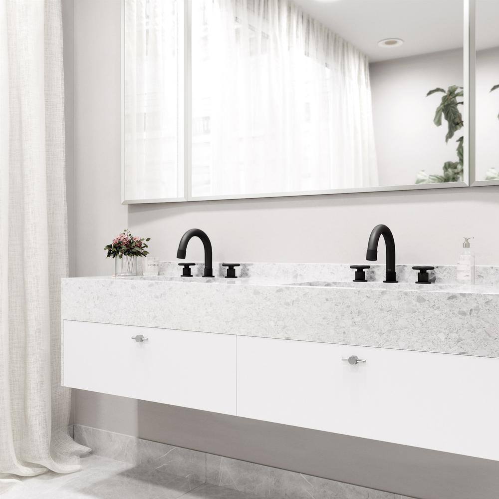 Matte Black Metal Transitional Widespread Bathroom Faucet