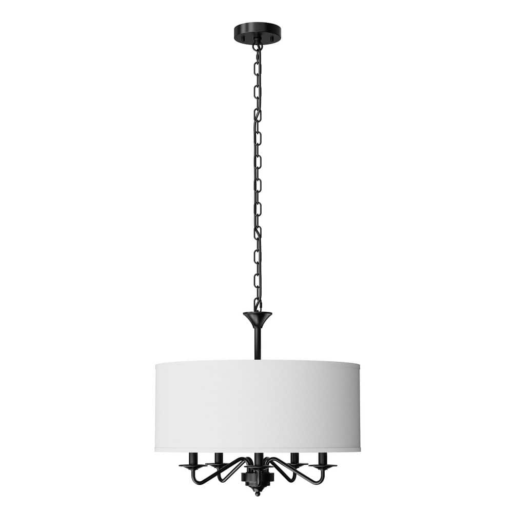 Emeritpro 19.7 in. 5-Light Black Modern Drum Chandelier E12