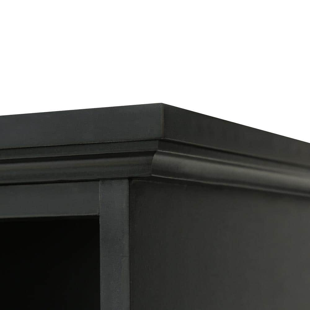 Black Particle Board Hall Tree with Storage Bench and Hooks