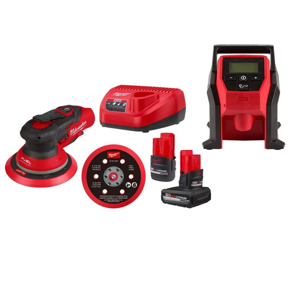 M12 FUEL 12-Volt Li-Ion Brushless Cordless 6 in. Random Orbital Sander (3/16 in) wM12 5.0Ah,2.5Ah Batteries,&Inflator price history on PriceWatchPro