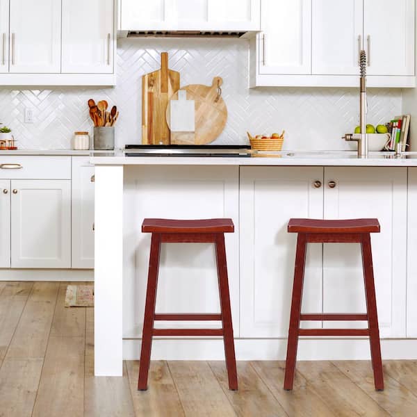 Lincoln 29 in. Cherry Solid Wood Bar Stool (Set of 2)