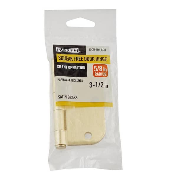 3-1/2 in. x 5/8 in. Radius Satin Brass Squeak-Free Door Hinge