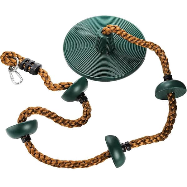 Climbing Rope with Platforms Tree Swing for Kids Secure Outdoor Playground Accessories with Carabiner and Strap Kit