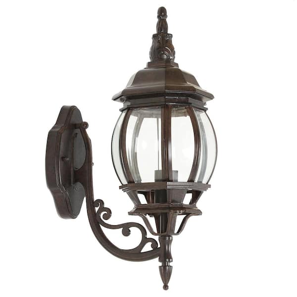 LuxenHome Aged Copper Aluminum Finish Metal Outdoor Wall Lantern Sconce Light