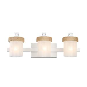 Chatham 7.875 in. 3 Light White Vanity Light with Clear Sandblasted Glass