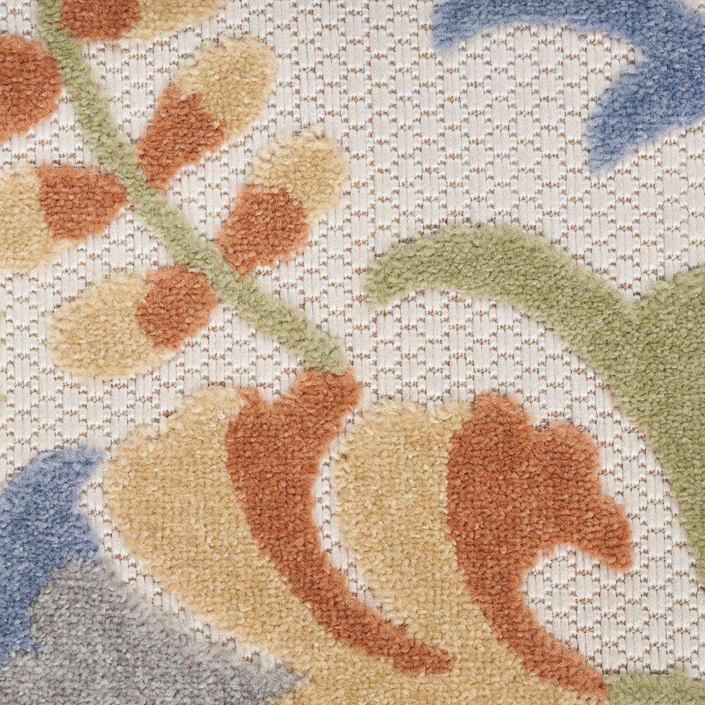 Ivory Blue Floral Flatwoven Synthetic Rug, 2'8" x 4'