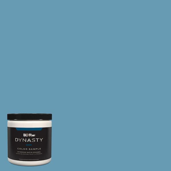 BEHR DYNASTY 8 oz. #S490-4 Yacht Blue One-Coat Hide Satin Enamel Stain ...