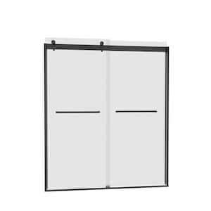 60 in. W x 74 in. H Double Sliding Frameless Shower Door in Matte Black with Smooth Sliding and 5/16 in. (8 mm) Glass