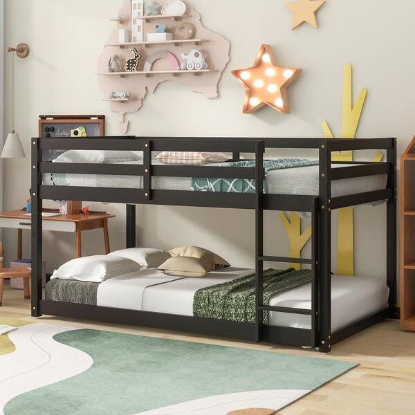  Harper & Bright Designs Twin Over King with Trundle [bunk bed]s  Twin Over Twin Pull-Out bunk beds, Solid Wood, No Box Spring Needed  (Espresso) : Home & Kitchen