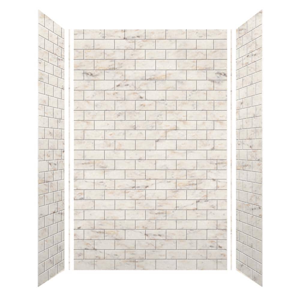 SaraMar Biscotti Marble 36" x 60" x 96" Glue Up Shower Wall Kit