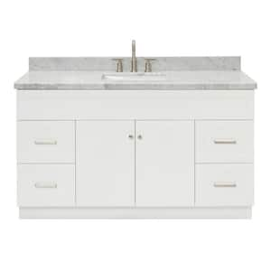 Hamlet 61 in. W x 22 in. D x 36 in. H Bath Vanity in White with Carrara Marble Vanity Top