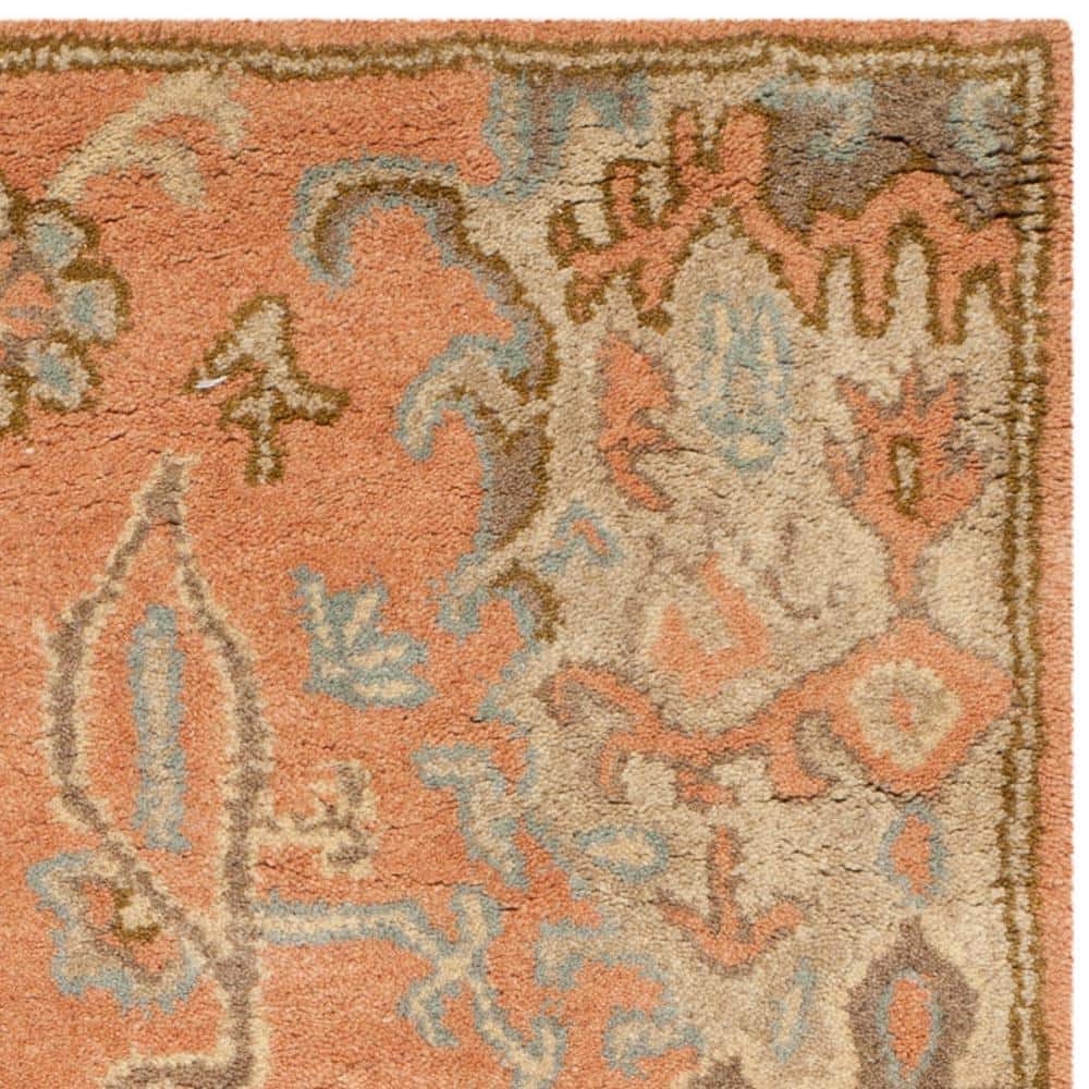 Hand-Tufted Terracotta Floral Wool Area Rug, 6' x 9'