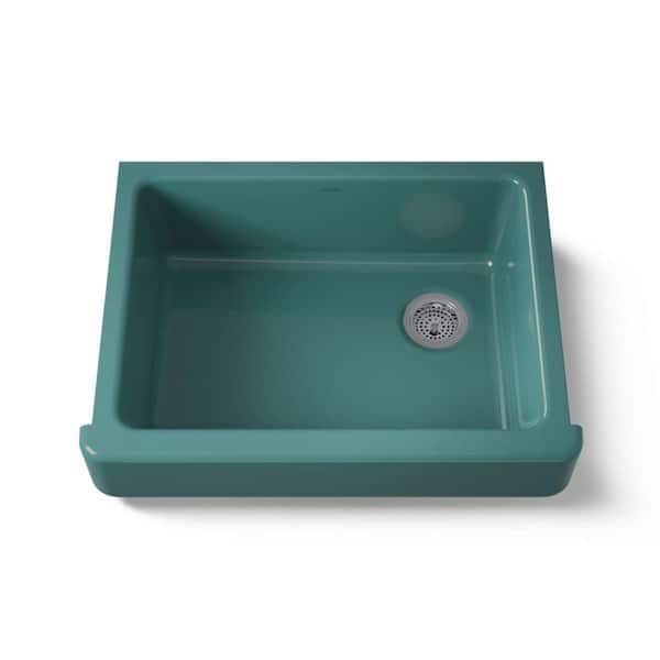 Whitehaven 29.5 in. Farmhouse/Apron-Front Single Bowl Teal Cast Iron Kitchen Sink