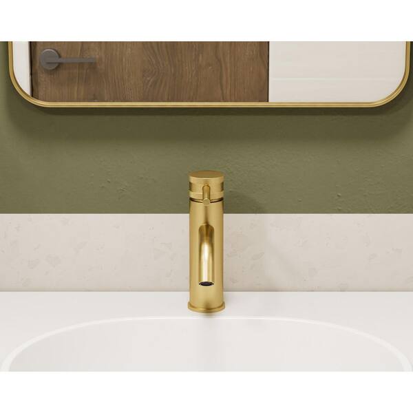ANGELSEY Single Hole Single Handle Bathroom Faucet with Pop-up Drain in Brushed Gold