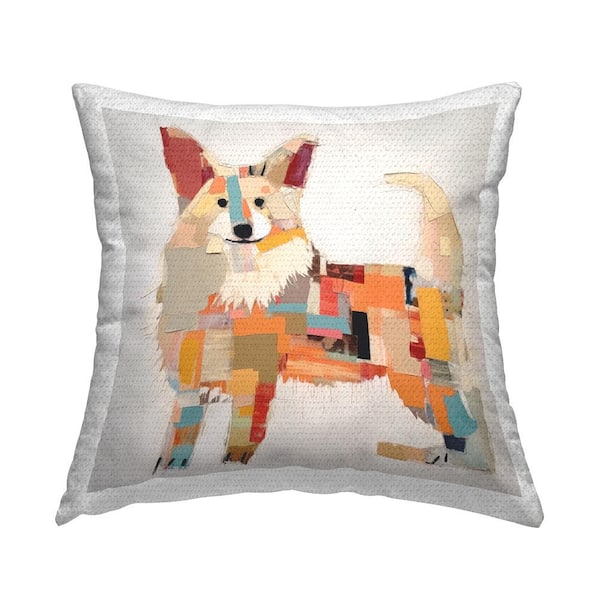 Stupell Industries Modern Patterned Dog Multi-Color Square Outdoor Throw Pillow