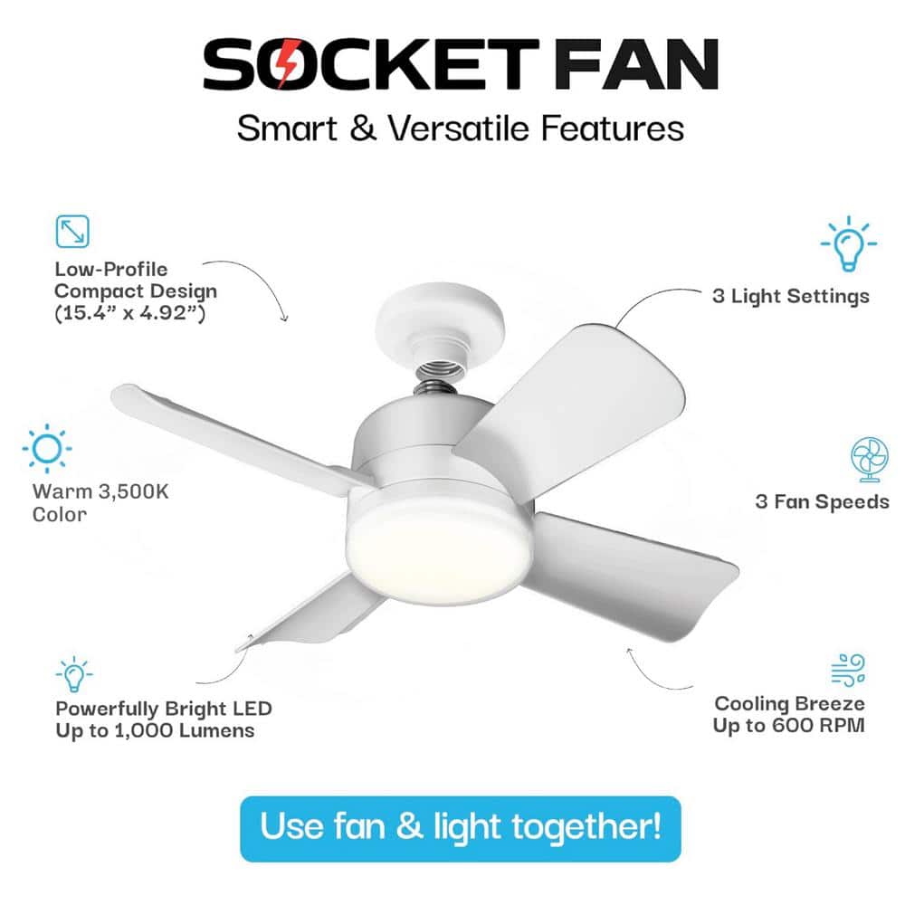 Bright White 6" LED Ceiling Fan with Remote and 4 Blades