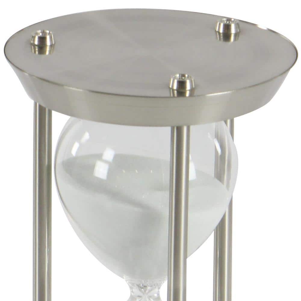 Elegant Silver Metal and Glass 12" Hourglass Sand Timer