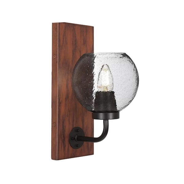 Unbranded Kirby 1-Light Matte Black and Painted Wood-look Metal Wall Sconce