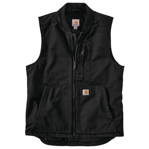 Men's XX-Large Black Cotton Loose Fit Washed Duck Insulated Rib Collar Vest