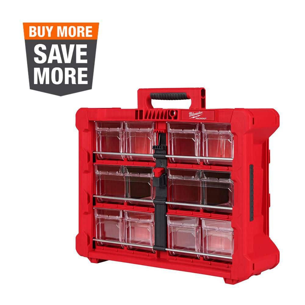 Milwaukee PACKOUT 10 Compartment Tilt Bin Organizer 48-22-8433 - The Home Depot