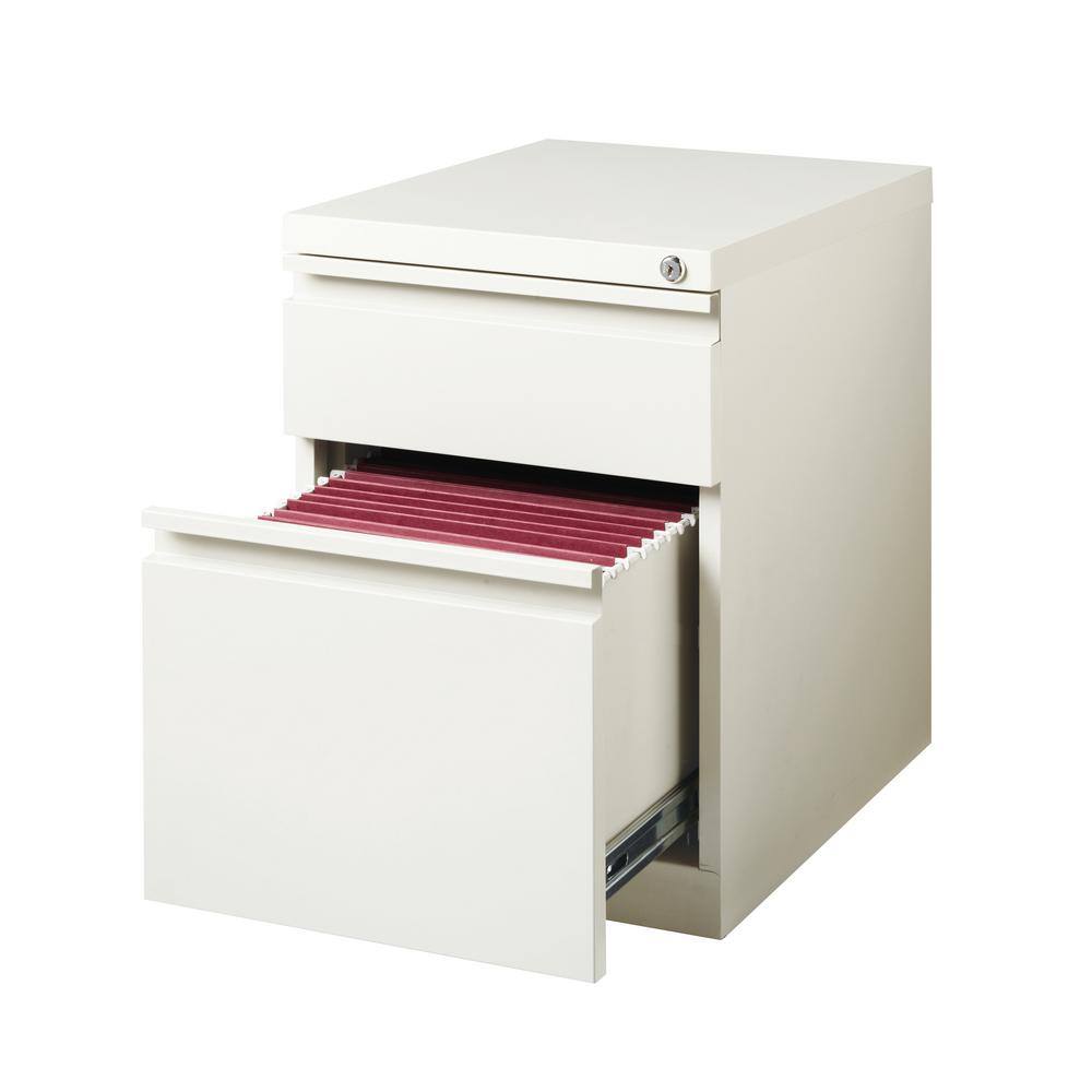 White Steel Mobile Pedestal File Cabinet with Lockable Drawers
