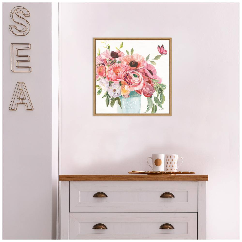 Boho Bouquet XIII Natural Maple Framed Canvas Wall Art