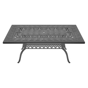 68.90 in. (L) x 35.43 in. (W) Black Rectangle Cast Aluminum Outdoor Dining Table