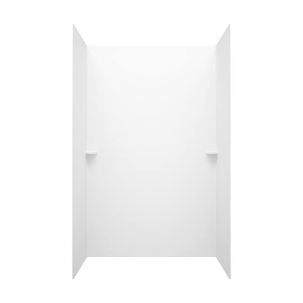 Swan 30 in. x 60 in. x 72 in. 3-Piece Easy Up Adhesive Alcove Tub Surround in White