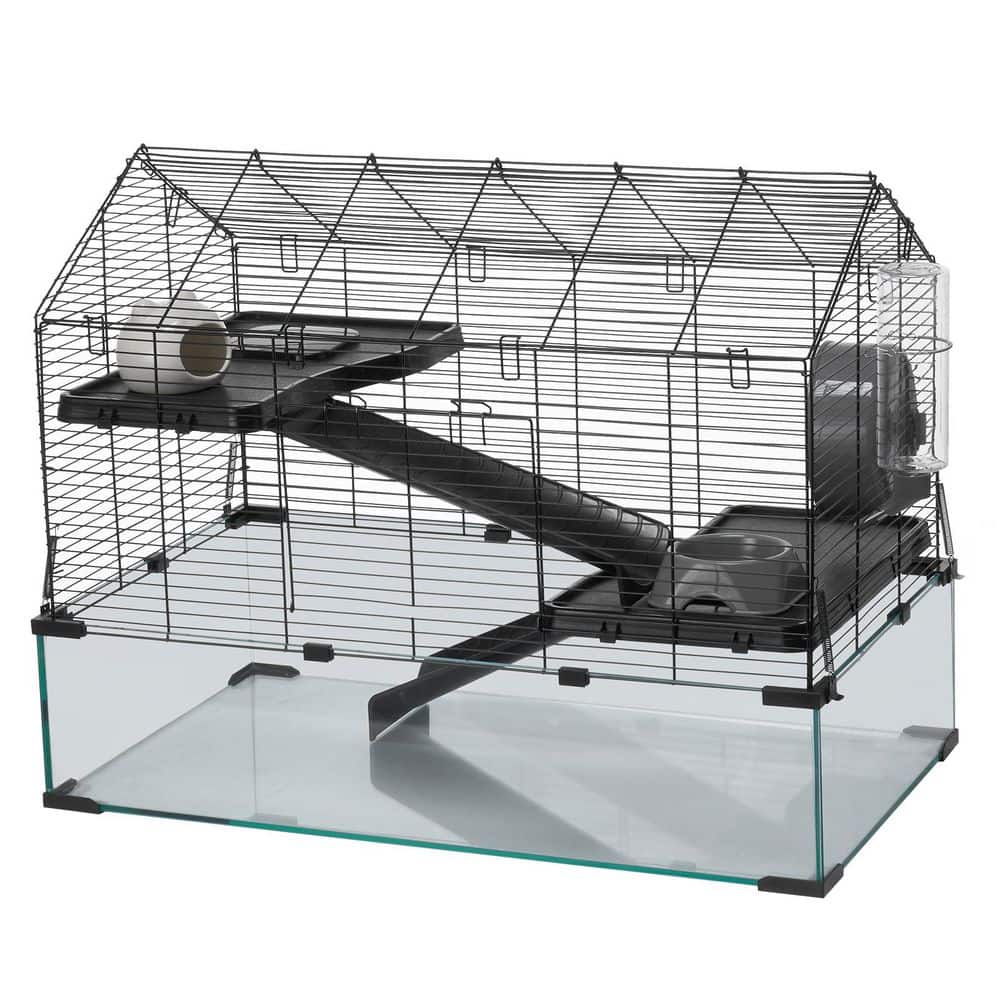 View of SKYSHALO Hamster Cage, 360° Viewing Transparent Hamster Habitats, 29.5 ...