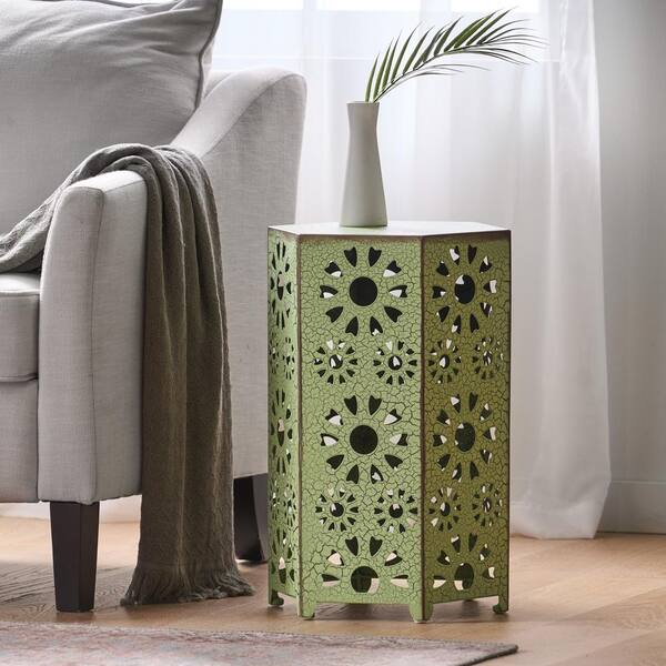 Harper & Bright Designs Hexagonal Prism Green Iron Outdoor Side