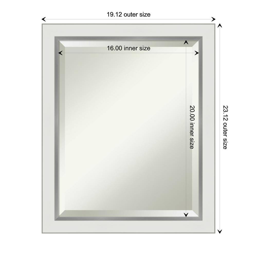 Eva 19" x 23" White and Silver Wood Framed Wall Mirror