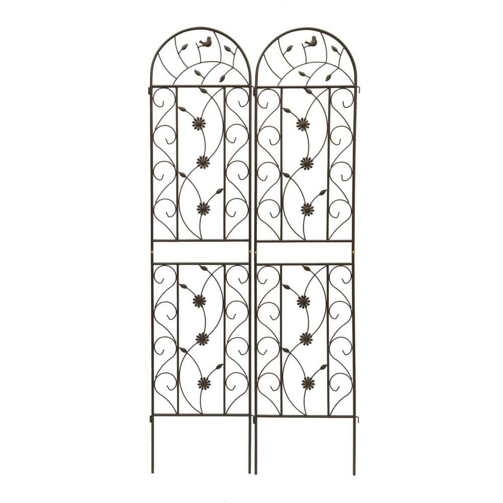 2-Pack 86.7 in. x 19.7 in. Brown Metal Rustproof Garden Trellis for Outdoor Climbing Plants and Flower Support price history on PriceWatchPro