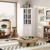 FUFU&GAGA 78.9 in. White Wood 5-Shelf Corner Bookcase
