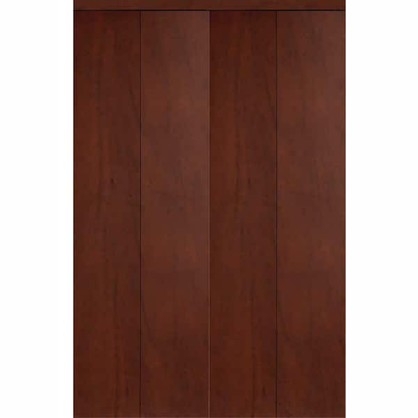 Impact Plus 90 in. x 84 in. Smooth Flush Cherry Solid Core MDF Interior Closet Bi-fold Door with Matching Trim