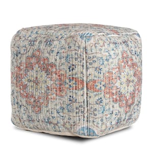 20 in. x 20 in. x 20 in. Passage To Bangkok Beige and Red Pouf