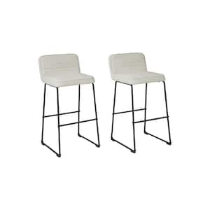 35 in. Gray Low Back Metal Frame Bar Stool with Fabric Seat(Set of 2)