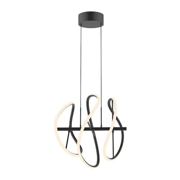 Collide 16 in. 1 Light 50-Watt Black Integrated LED Pendant Light