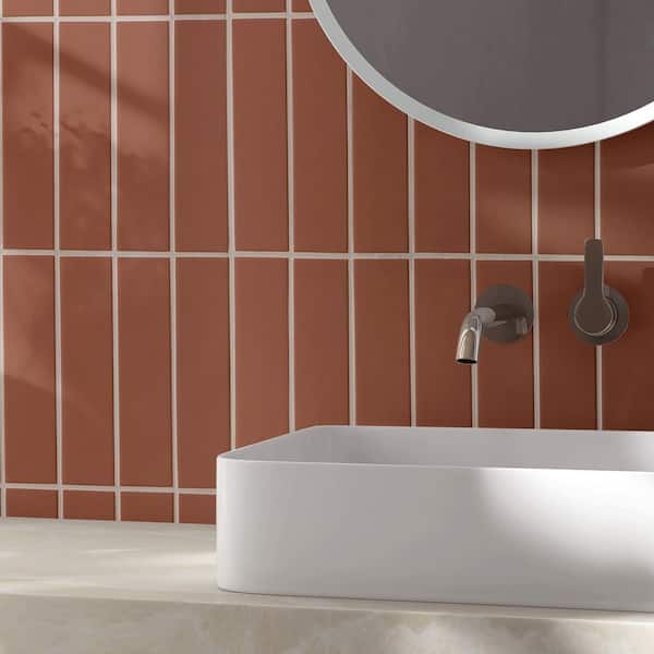 Sway Terracotta 2.75 in. x 0.35 in. Matte Porcelain Wall Tile Sample