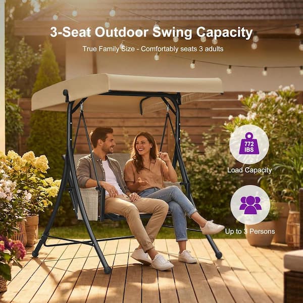 PURPLE LEAF 2-Person Deluxe Outdoor Patio Porch Swing with Weather
