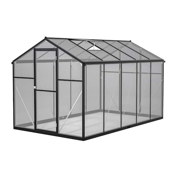 6 ft. W x 10 ft. D Polycarbonate Walk-In Greenhouse with Lockable Door, Aluminum Frame & Vent Window for Backyard Garden