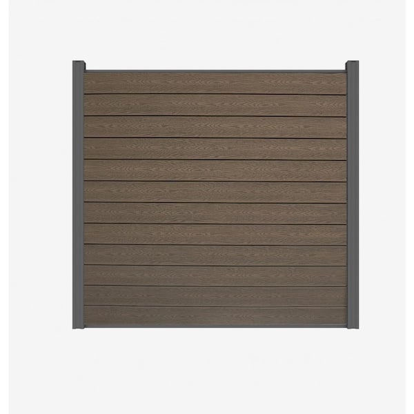 LH EP Complete Kit 6 ft. x 6 ft. Embossed Brown WPC Composite Fence Panel with Bottom Squared Holders and Post Kits (1-set)