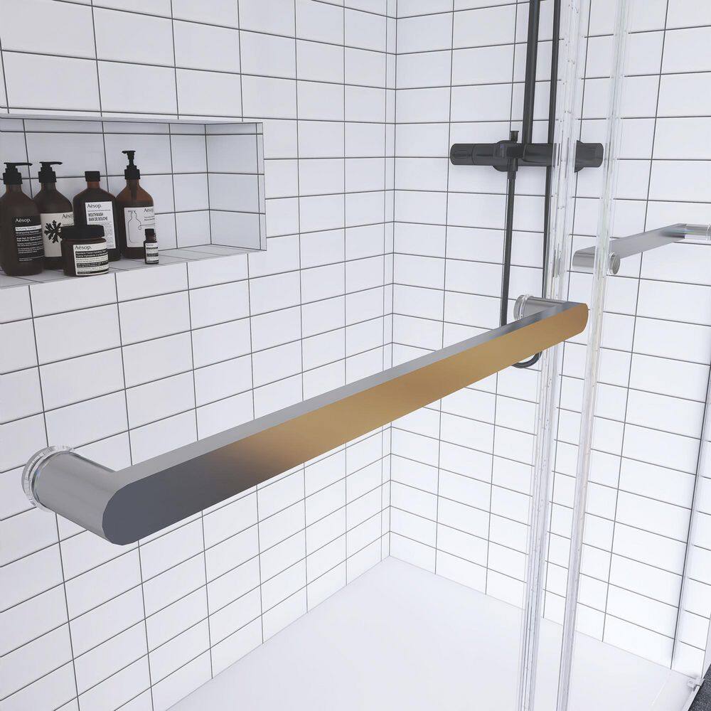 60" Frameless Chrome Glass Double Sliding Shower Door